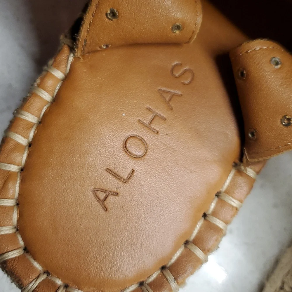 ALOHAS Olive Green Suede Leather Espadrille Sandals (sz 6)